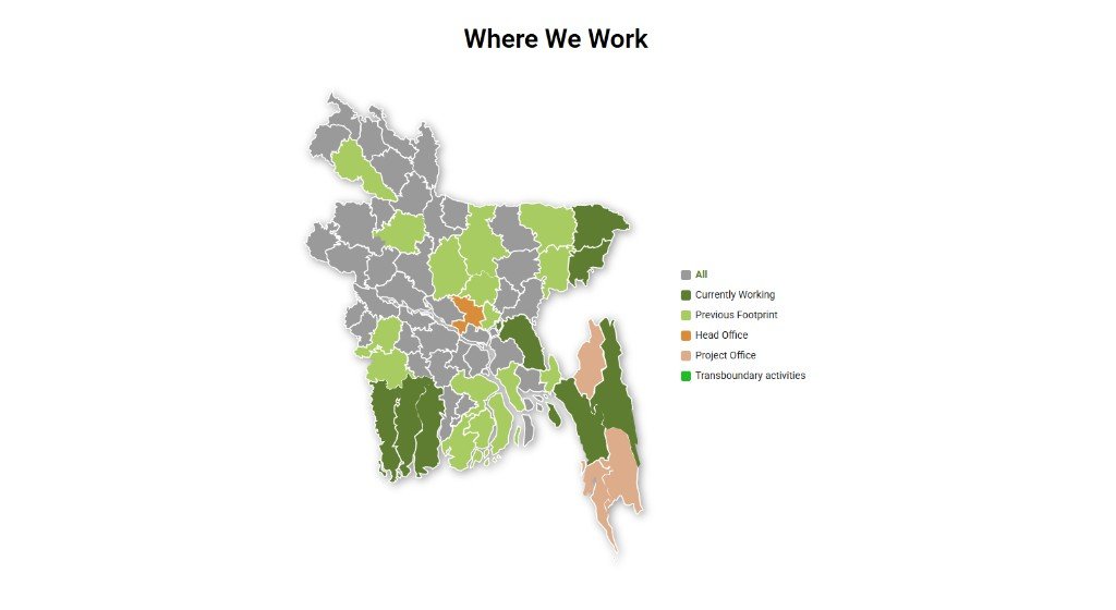 Where We Work - Map of Bangladesh